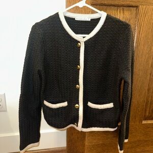 Abercrombie & Fitch Black Cardigan with White Trim